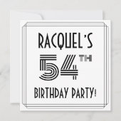 アールデコインスパイア54th Birthday Party,名前をカスタムする 招待状 (正面)