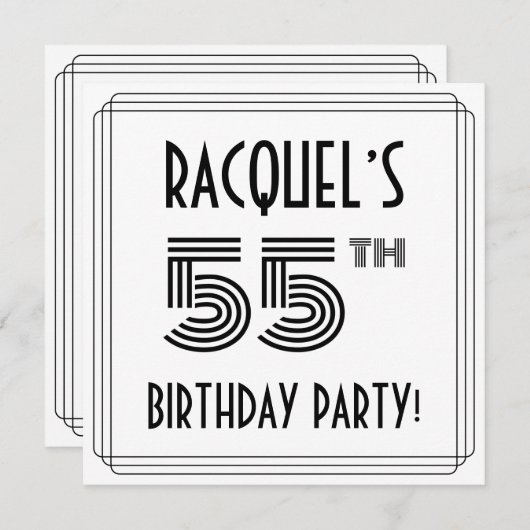 アールデコインスパイア55歳生誕生会名前をカスタムする 招待状 (正面/裏面)