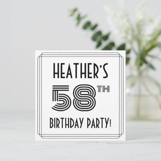 アールデコインスパイア58th Birthday Party,名前をカスタムする 招待状 (スタンド正面)