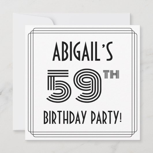 アールデコインスパイア59thバースデーパーティー名前をカスタムする 招待状 (正面)