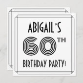 アールデコインスパイア60歳誕生日パーティー名前をカスタムする 招待状 (正面/裏面)