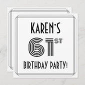 アールデコインスパイア61歳誕生日パーティー名前をカスタムする 招待状 (正面/裏面)