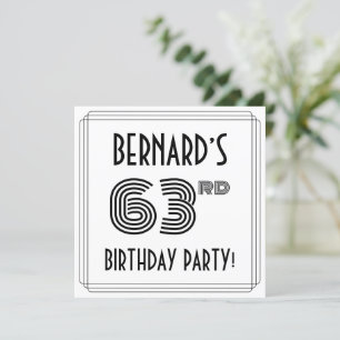 アールデコインスパイア63歳誕生日パーティー、名前をカスタムする 招待状