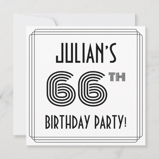 アールデコインスパイア66th Birthday Party,名前をカスタムする 招待状 (正面)