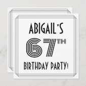 アールデコインスパイア67th Birthday Party,名前をカスタムする 招待状 (正面/裏面)