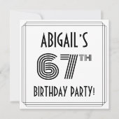 アールデコインスパイア67th Birthday Party,名前をカスタムする 招待状 (正面)