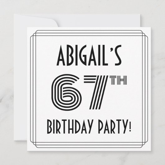アールデコインスパイア67th Birthday Party,名前をカスタムする 招待状 (正面)