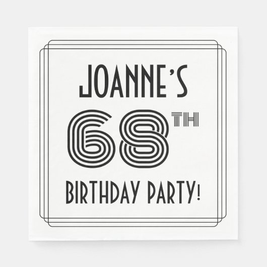 アールデコインスパイア68th Birthday Party,名前をカスタムする スタンダードランチョンナプキン (正面)