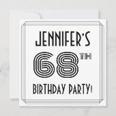 アールデコインスパイア68th Birthday Party,名前をカスタムする 招待状 (正面)