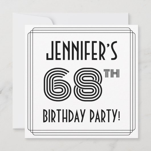 アールデコインスパイア68th Birthday Party,名前をカスタムする 招待状 (正面)
