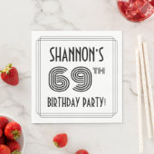 アールデコインスパイア69thバースデーパーティー名前をカスタムする スタンダードランチョンナプキン (インサイチュ)