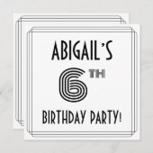 アールデコインスパイア6th Birthday Party,名前をカスタムする 招待状 (正面/裏面)