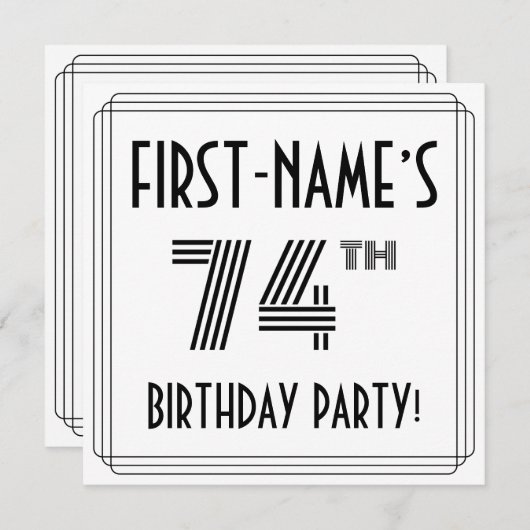 アールデコインスパイア74th Birthday Party,名前をカスタムする 招待状 (正面/裏面)