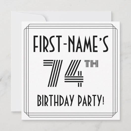 アールデコインスパイア74th Birthday Party,名前をカスタムする 招待状 (正面)