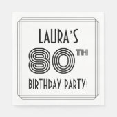 アールデコインスパイア80thバースデーパーティー名前をカスタムする スタンダードランチョンナプキン (正面)