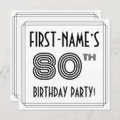 アールデコインスパイア80thバースデーパーティー名前をカスタムする 招待状 (正面/裏面)