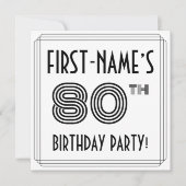 アールデコインスパイア80thバースデーパーティー名前をカスタムする 招待状 (正面)