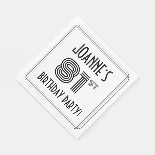 アールデコインスパイア81歳誕生日パーティー名前をカスタムする スタンダードランチョンナプキン (角)