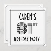 アールデコインスパイア81歳誕生日パーティー名前をカスタムする 招待状 (正面/裏面)