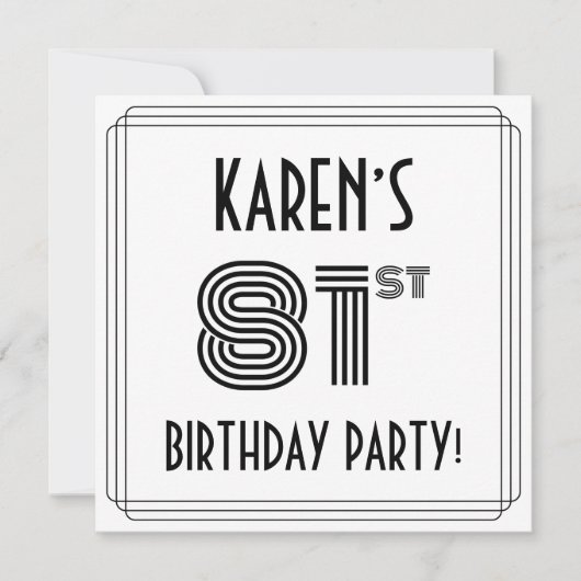 アールデコインスパイア81歳誕生日パーティー名前をカスタムする 招待状 (正面)