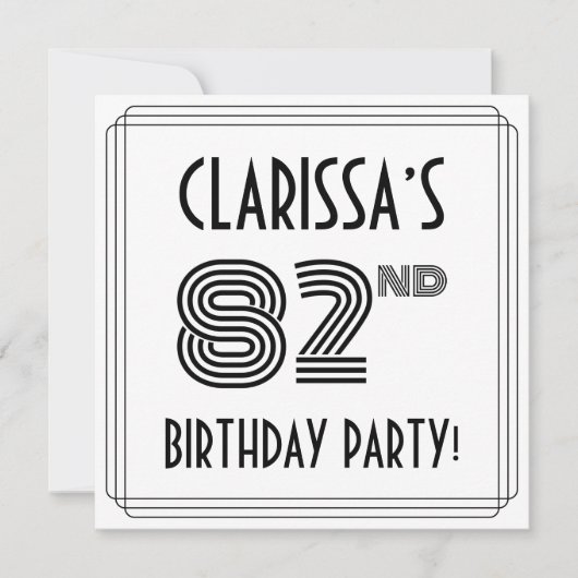 アールデコインスパイア82歳の誕生日パーティ名前をカスタムする 招待状 (正面)