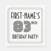 アールデコインスパイア83歳誕生日パーティー、名前をカスタムする スタンダードランチョンナプキン (正面)