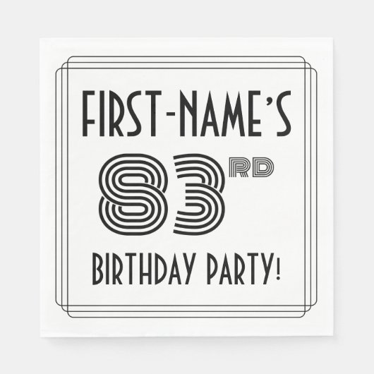 アールデコインスパイア83歳誕生日パーティー、名前をカスタムする スタンダードランチョンナプキン (正面)