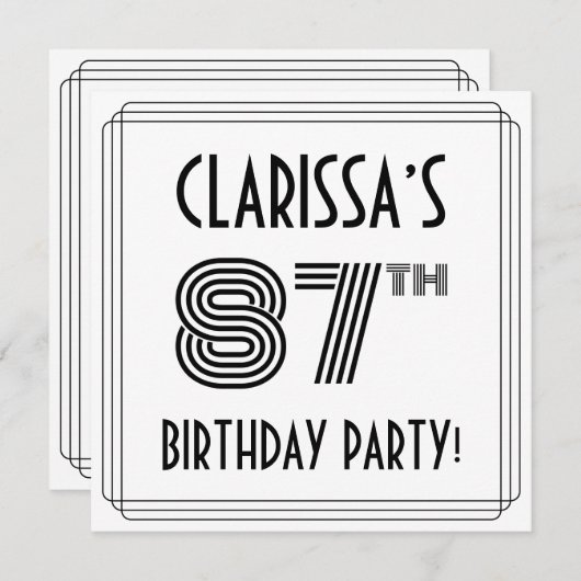 アールデコインスパイア87th Birthday Party,名前をカスタムする 招待状 (正面/裏面)