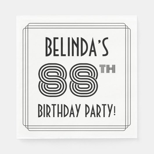 アールデコインスパイア88th Birthday Party,名前をカスタムする スタンダードランチョンナプキン (正面)