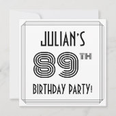 アールデコインスパイア89thバースデーパーティー名前をカスタムする 招待状 (正面)