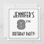 アールデコインスパイア8th Birthday Party,名前をカスタムする 招待状 (正面)