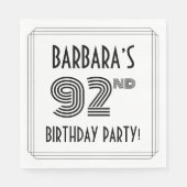 アールデコインスパイア92歳の誕生日パーティー、名前をカスタムする スタンダードランチョンナプキン (正面)