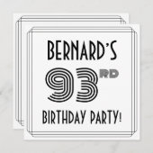 アールデコインスパイア93歳の誕生日パーティー、名前をカスタムする 招待状 (正面/裏面)