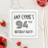 アールデコインスパイア94thバースデーパーティー名前をカスタムする スタンダードランチョンナプキン (インサイチュ)