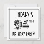 アールデコインスパイア94thバースデーパーティー名前をカスタムする 招待状 (正面)
