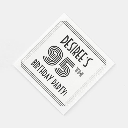 アールデコインスパイア95thバースデーパーティー名前をカスタムする スタンダードランチョンナプキン (角)