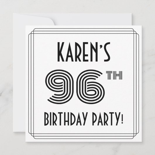 アールデコインスパイア96th Birthday Party,名前をカスタムする 招待状 (正面)