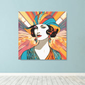 アールデコインスパイアAIアートワークポートレートスタイリッシュレディ キャンバスプリント (インサイチュ (ウッドフロア))
