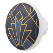 アールデコインスピレーションの青と金ゴールド セラミックノブ (右)