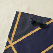 アールデコインスピレーションの青と金ゴールド ビーチタオル (インサイチュ)