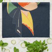 アールデコウィッチハットブラックキャット キッチンタオル (折り畳み)