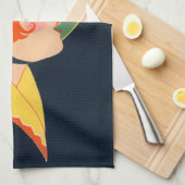 アールデコウィッチハットブラックキャット キッチンタオル (四つ折り)