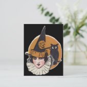アールデコウィッチハロウィーンのカボチャのちょうちんカボチャフクロウ ポストカード (スタンド正面)