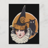 アールデコウィッチハロウィーンのカボチャのちょうちんカボチャフクロウ ポストカード (正面)