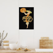 アールデコウィッチハロウィーンのカボチャのちょうちんパンプキンブラックキャット ポスター (キッチン)