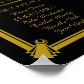 アールデコウェディングプログラム，ウェディングパーティーシルバー ポスター (角)