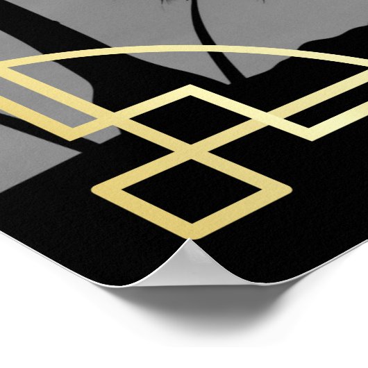 アールデコウェディングレセプションウェルカムサインあなたの写真 ポスター (角)