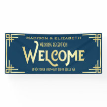 アールデコウェディングレセプションウェルカム金ゴールドダークブルー