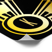 アールデコウェディングレセプションウェルカム金ゴールド&ブラック ポスター (角)