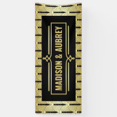 アールデコウェディングレセプションディナーパーティー金ゴールドブラック 横断幕 (縦)